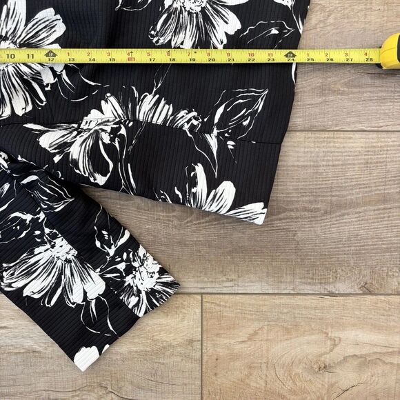 Susan Graver Style Black White Floral Button Up Jacket Size 1X Career Casual QVC - Picture 9 of 13